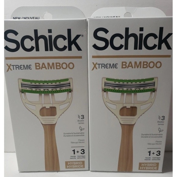 Schick Other - Lot of 2 Schick Xtreme Bamboo Men's Hybrid 2 Handle Razor + 6 Cartridges